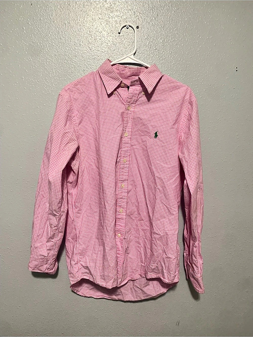 Ralph Lauren Gingham Long-Sleeve Shirt in Pink & White